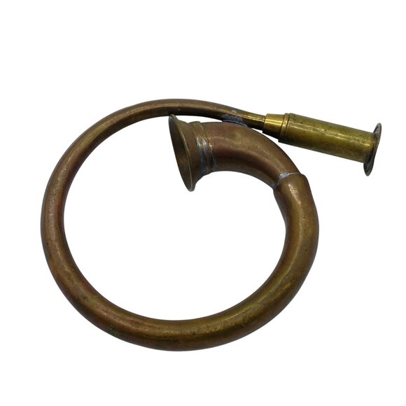 Vintage Brass Christmas French Horn Bugle Hanging Ornament Decoration 5 inches - Picture 1 of 10